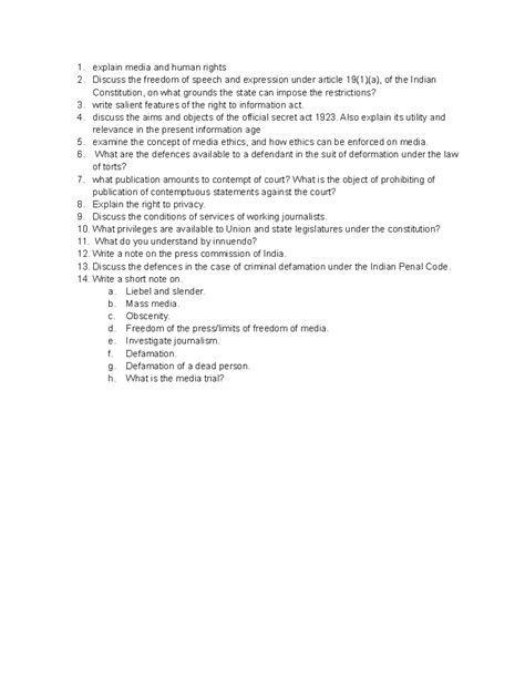 Law and Media IMP QUES - Key Topics for End Semester Exams - Studocu