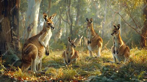 Premium Photo | A group of kangaroos are in the woods one of which is a ...