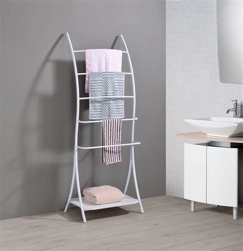 Twilio Freestanding 5 Tier Bathroom Towel Rack with Storage Shelf ...