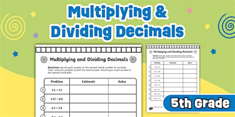Fifth Grade Multiplying and Dividing Decimals Worksheet