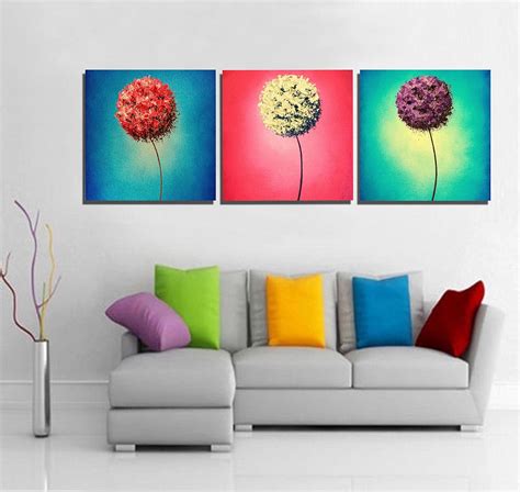 3 Painting Sets of The Beautiful Multi Color Tree Painting Oil Painting ...