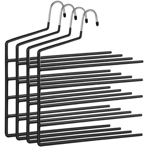 SONGMICS Trousers Hangers, 5-Bar Clothes Hangers, Set of 4, Space ...