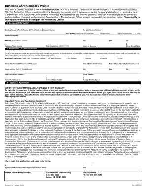 cardmember underwriting business card company profile form - Fill Out ...