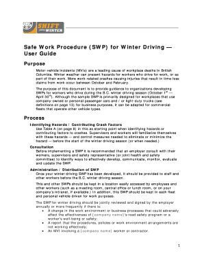 Fillable Online Safe Work Procedure (SWP) for Winter Driving Fax Email ...