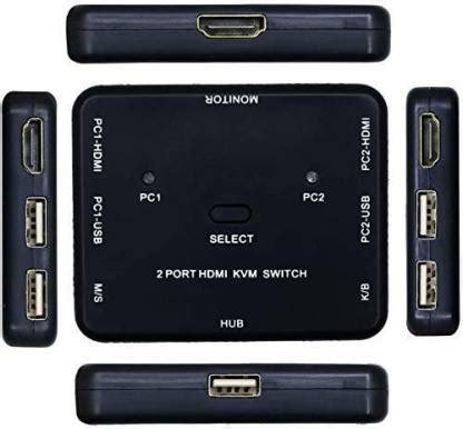 LipiWorld HDMI KVM Switch 2 Ports Share 2 Computers CPU with One ...