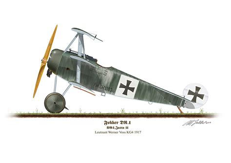 Profile Artwork Fokker Dr1 Triplane Vintage German Aircraft 1917 Werner ...