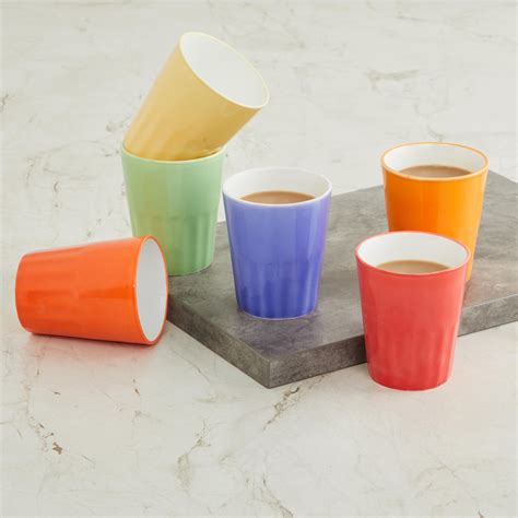 Buy Corsica Multicolour Bone China Small Tumbler - 160ml - Set of 6 ...