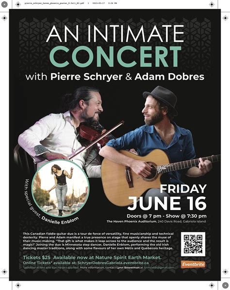 INTIMATE CONCERT with Pierre Schryer & Adam Dobres (with special guest ...