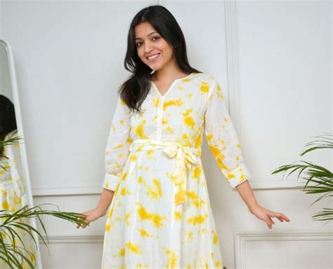 Yellow Tie and Dye Cotton Mulmul Dress