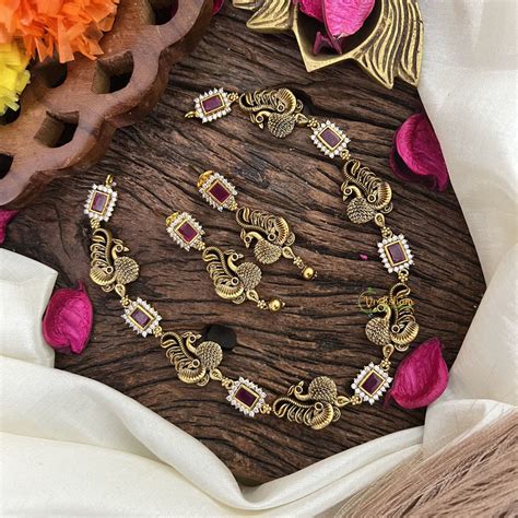 Premium Red AD Stone Short necklace Under 2000 Jewellery - Vriksham ...