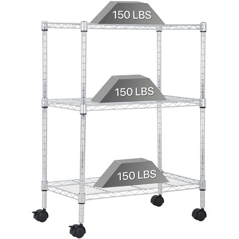 NiamVelo 3-Tier Wire Shelving Unit, NSF Metal Storage Shelves ...