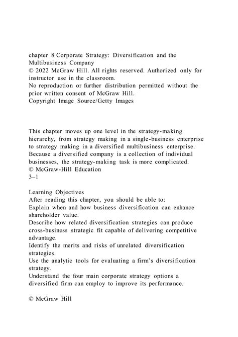 chapter 8 Corporate Strategy Diversification and the Multibusin | DOCX