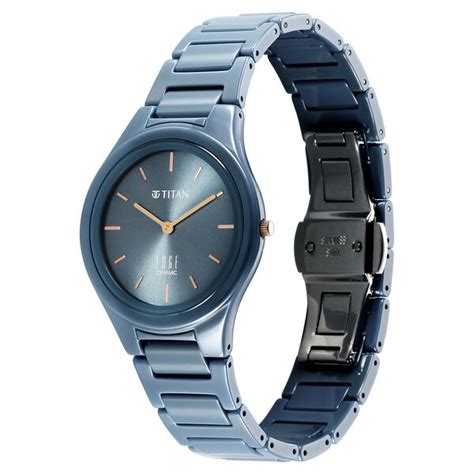 Buy Online Titan Edge Ceramic Quartz Analog Blue Dial Ceramic Strap ...