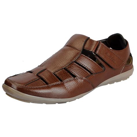 Buy Bata Men's Brown Formal Hook and Loop Sandals Online @ ₹1129 from ...