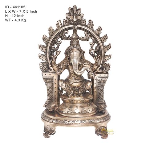 Brass Antique Ganesha Idol Home Office Dacor Ganpati Statue Lucky Gift ...
