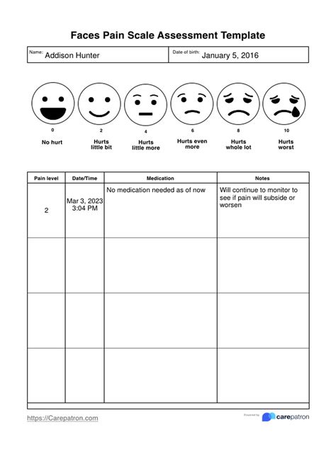 Printable Pain Scale Chart