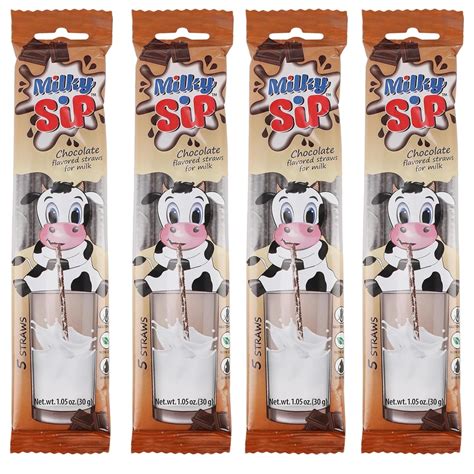 Milky Sip Magical Milk Straws - 4 Packs of 5 Pcs Each Chocolate ...