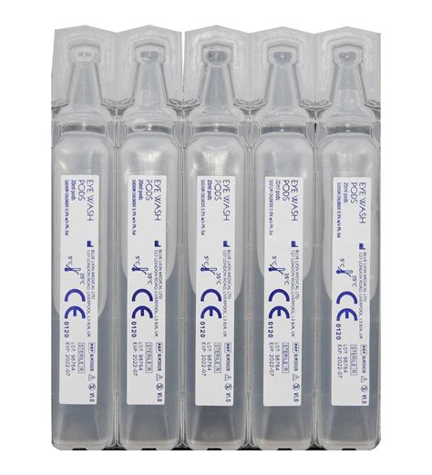 Blue Lion Sterile Saline Solution Eye Wash 20ml Cleansing Cleaning Medical Pods - 5 Pod Pack 5x ...