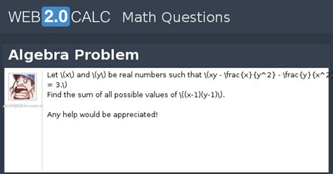 View question - Algebra Problem