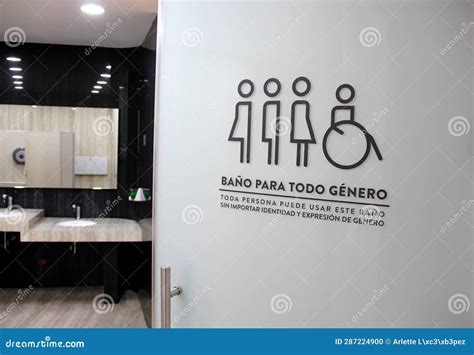 Sign of Inclusive Bathrooms for All Genders in Spanish Combating Discrimination Trans Women and ...