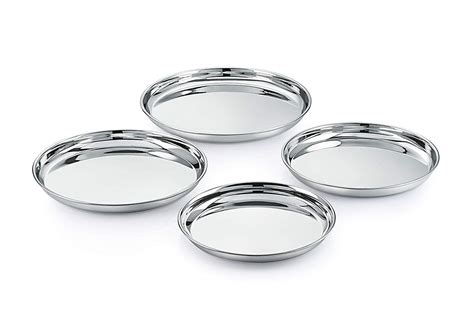 Buy Shivhomeworld Stainless Steel Gold Plate Size-13 Set of-6 Online at ...
