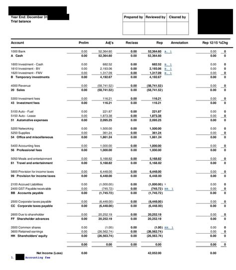 Trial Balance Example