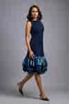 Buy Navy Roma Ruffles Boat Neck Sleeveless Midi Dress For Women by ...