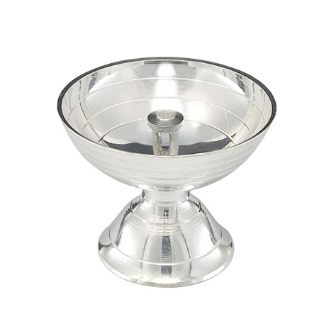 Bengalen Silver Plated Round Pyali Diya for Pooja Thali Set, Puja Item