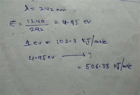 Electromagnetic radiations of wavelength 242nm is sufficient to ionise ...