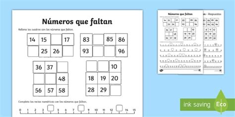 Ficha de actividad: Números que faltan (teacher made)