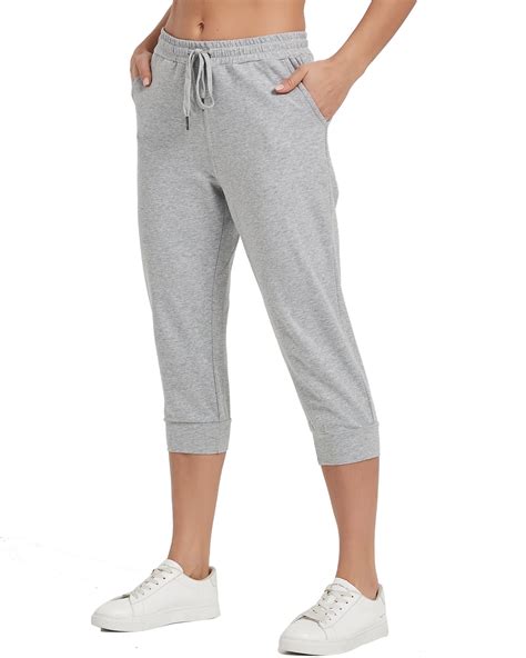 Stelle Women's Cotton Capri Joggers Pants with Side Pockets Workout ...
