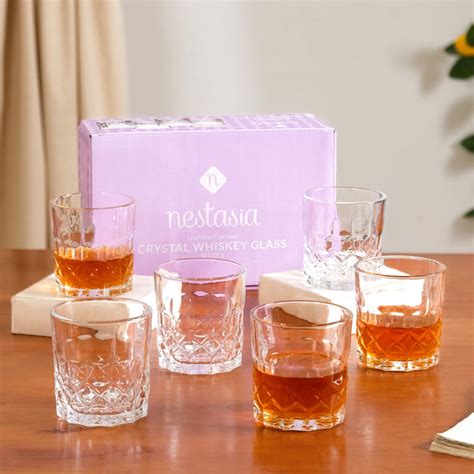 Geometric Embossed Whiskey Glass Set Of 6 230ml Online - Premium ...
