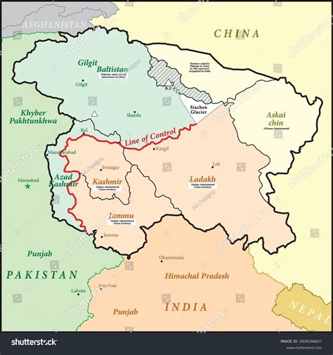 Kashmir Physical Map