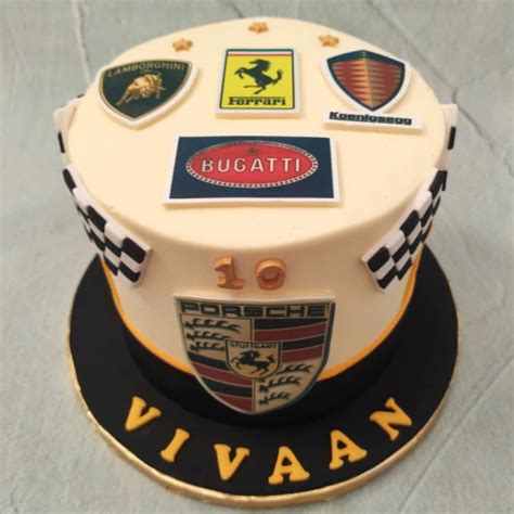 Sports Car Logos Theme Egg-less Cake Delivery In Delhi and Noida