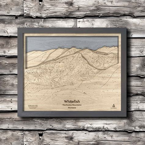 Wooden Whitefish, Montana Ski Trail Map Art | 3D Ski Resort Art