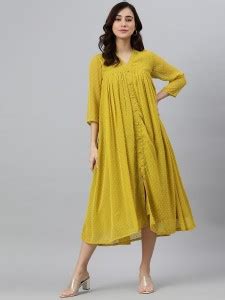 Janasya Women A-line Gold Dress - Buy Janasya Women A-line Gold Dress ...