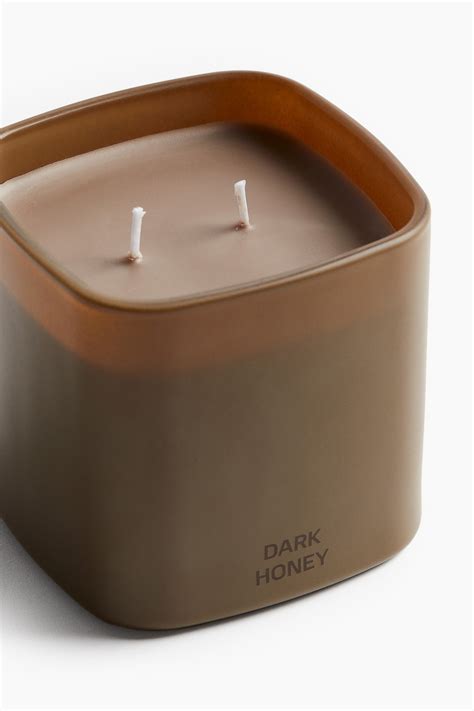 Large scented candle in glass holder - Dark Honey - Home All | H&M IN