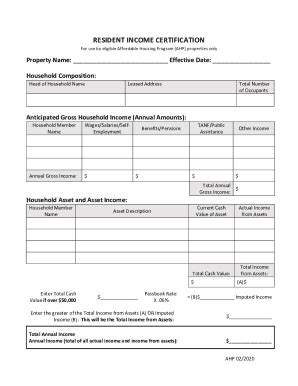 Fillable Online Tenant Income Certification - California State ...