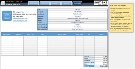 Buy Proforma Invoice Template Invoice Spreadsheet Business Online in ...