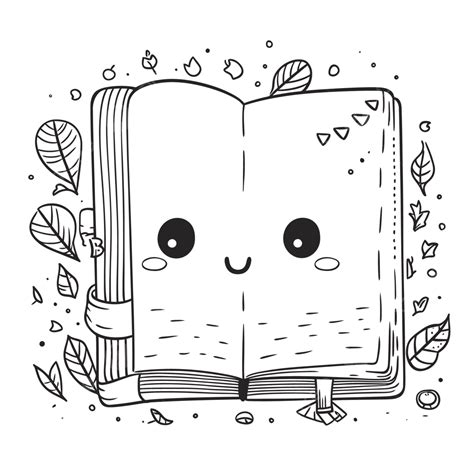 Dibujo De Libro Para Colorear Página Hd Imprimible Lindo Kawaii Esquema ...