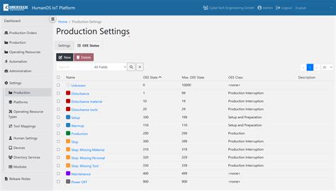 OEE Settings | Documentation