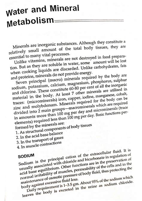 Water and Mineral Metabolism Overview and Key Concepts - Studocu