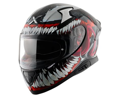 Axor Apex Marvel Venom Motorbike Helmet Black Red-M : Amazon.in: Car ...