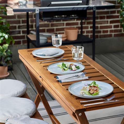 NÄMMARÖ folding table, light brown stained, 108x37 cm (421/2x145/8") - IKEA