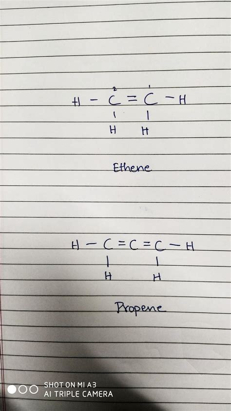 give the general formula of alkenes. Also give the structure and names ...