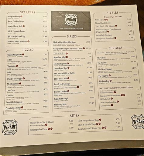 Menu at The Wharf pub & bar, Bugbrooke, Cornhill Lane