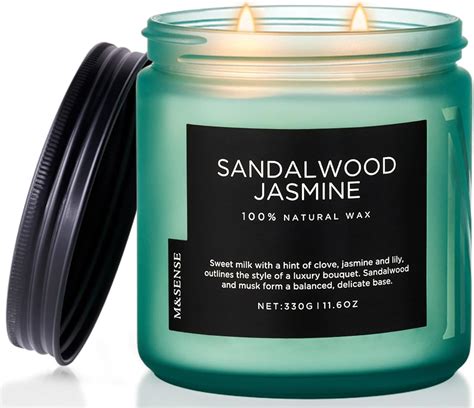 M&SENSE Sandalwood Jasmine Organic Soy Scented Candles Gifts for Men ...