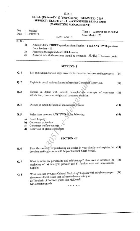 E MBA IV SEM Elective-I Consumer Behaviour (Marketing Management ...