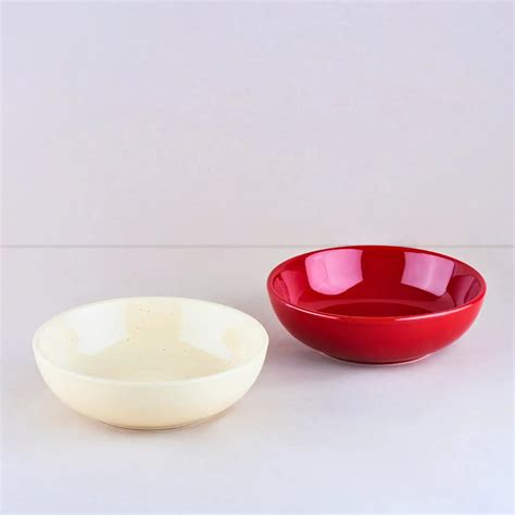 Premium Red & White Ceramic Bowl Set of 2 | BlackCarrot