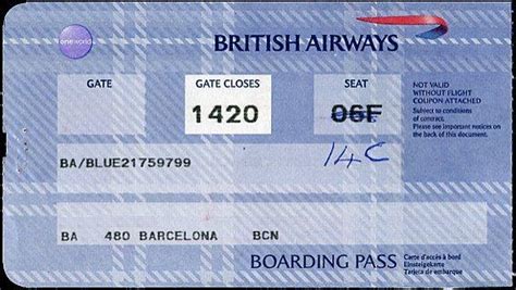 BRITISH AIRWAYS BOARDING PASS